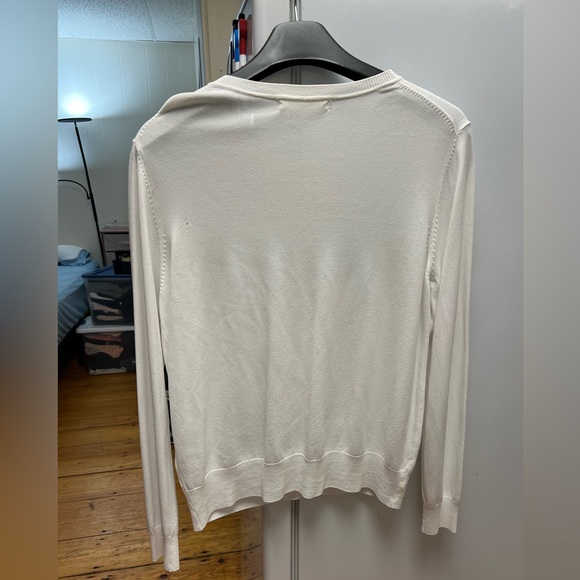 OAK + FORT - WHITE LIGHTWEIGHT KNIT CARDIGAN (Size: M) - Picture 7 of 12